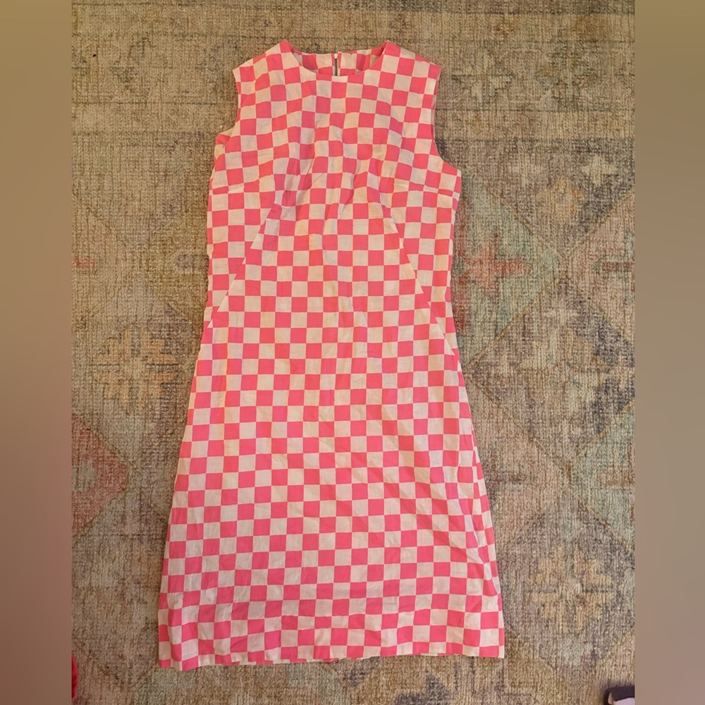 Vintage Handmade 1960s Pink and White Checkered Dress